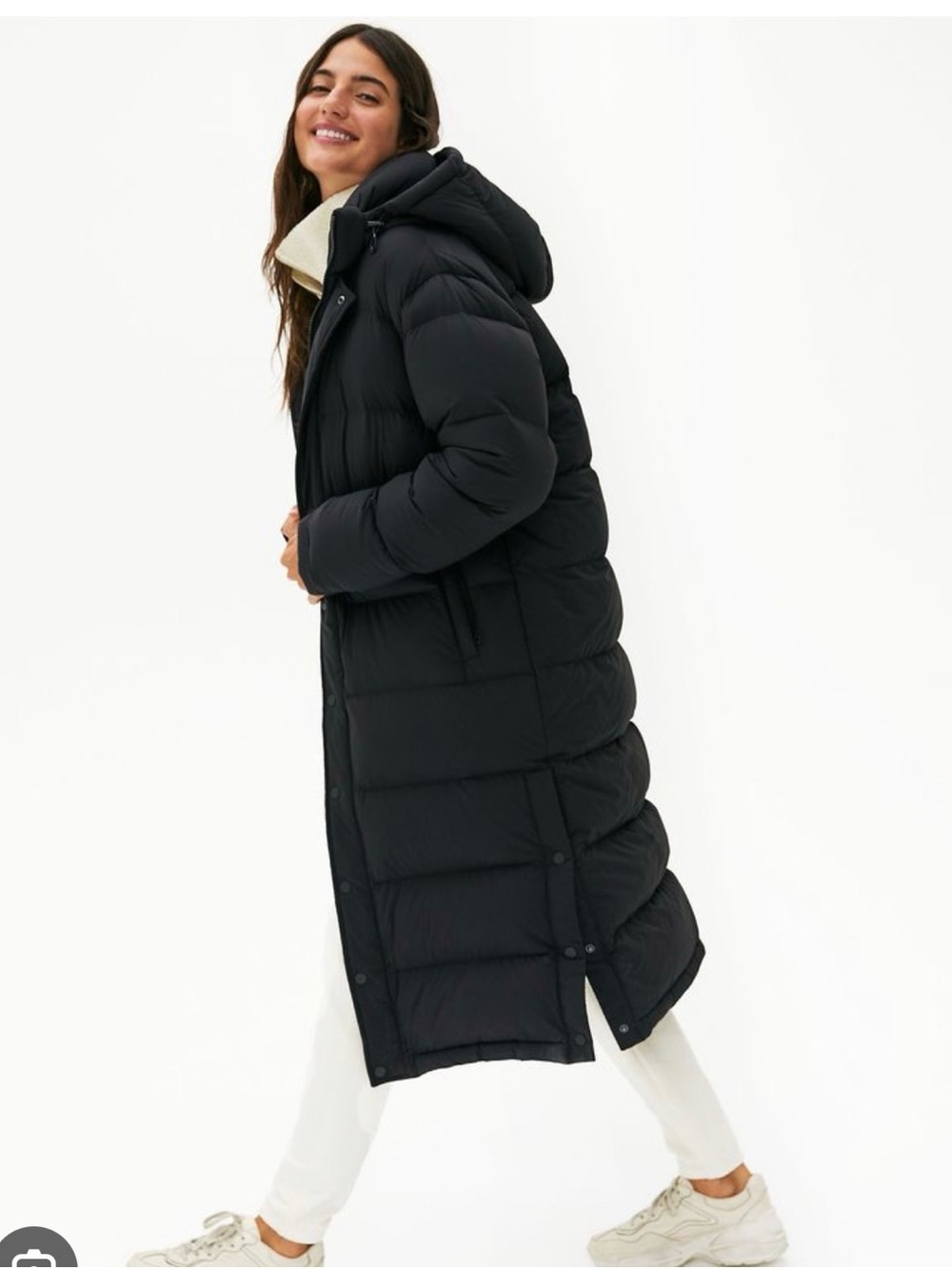 TNA Women's Long Black Superpuff Hooded Puffer Coat